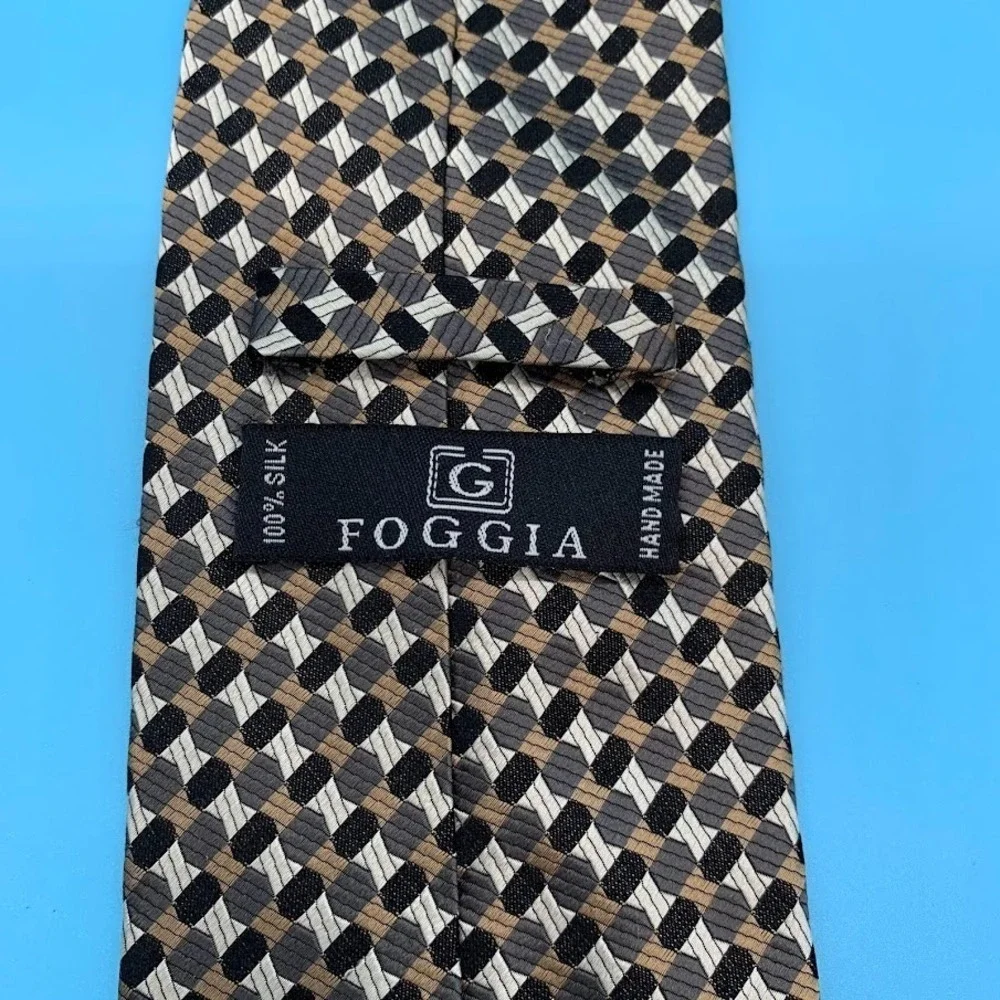 Vintage Foggia Geometric Patterned Preppy Men's Classic Silk Neck‎ Tie
